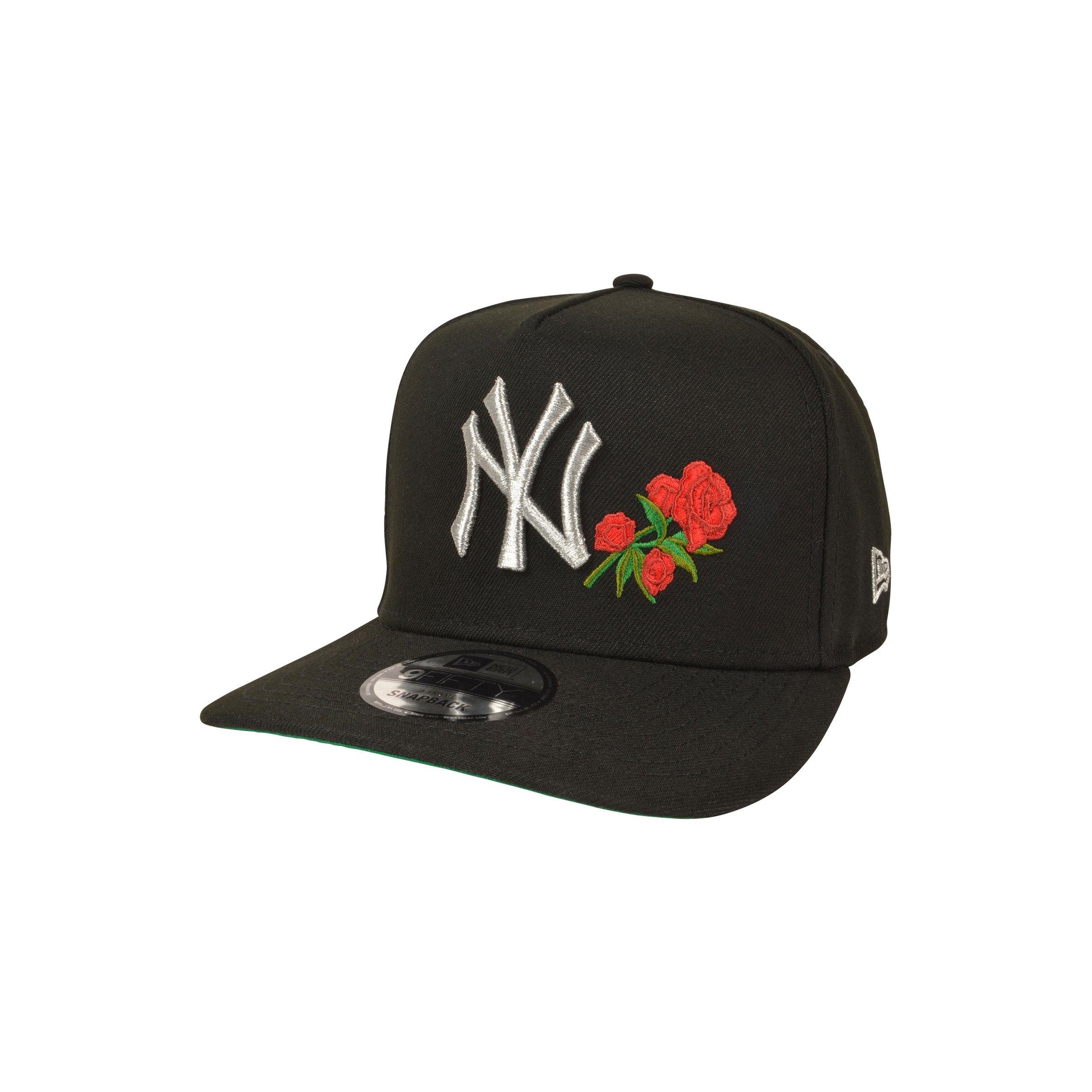 New Era New York Yankees 9FIFTY A-Frame Roses Snapback Hat - Black/Silver - BLACK/SILVER